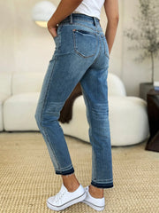 Judy Blue Full Size Mid Rise Rigid Magic Release Hem Jeans - Fashionmj