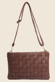 Fame Faux Leather Basket Weave  Crossbody Bag Trendsi