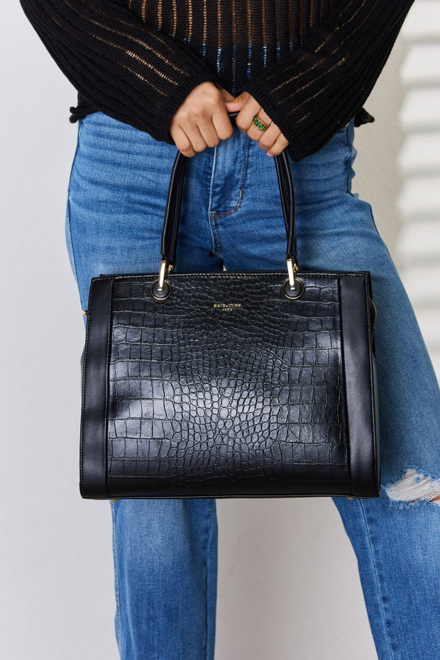 David Jones Texture PU Leather Handbag - Fashionmj