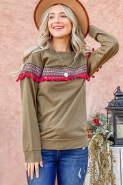 And The Why Ethnic Ribbon Tassel Trim Top - Fashionmj