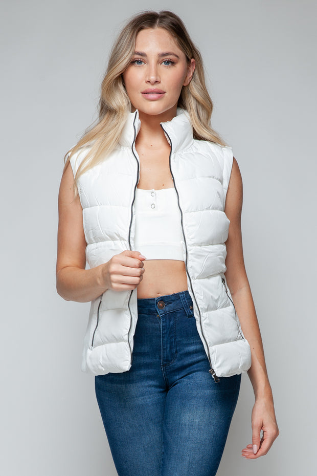 Snobbish Zip Up Turtleneck Vest with Pockets - Fashionmj