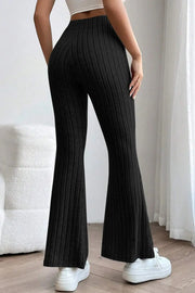 Basic Bae Full Size Ribbed High Waist Flare Pants Trendsi