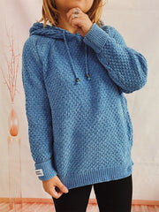 Drawstring Long Sleeve  Hooded Sweater - Fashionmj