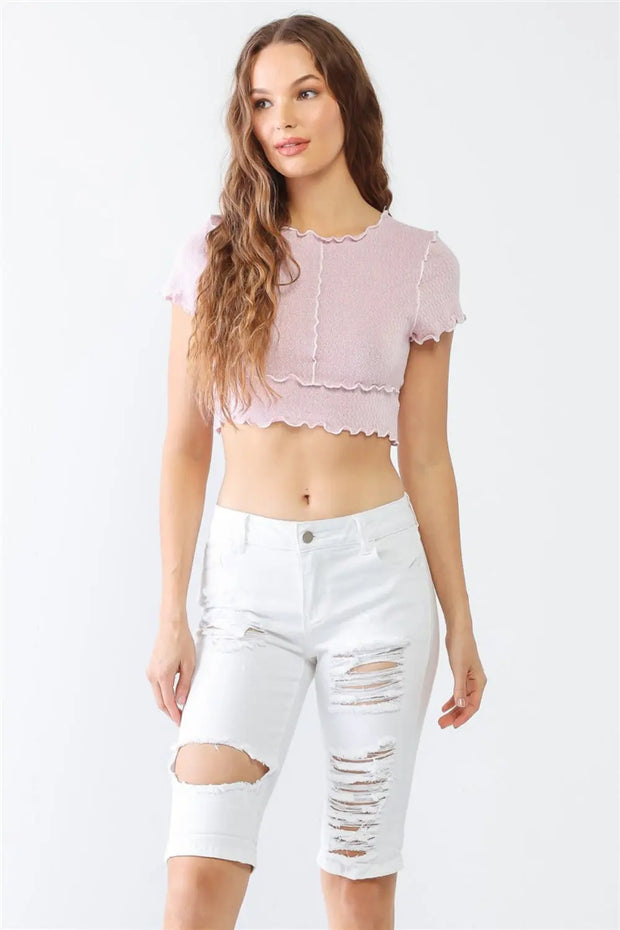 LITZ LA Distressed Bermuda Denim Shorts - Fashionmj