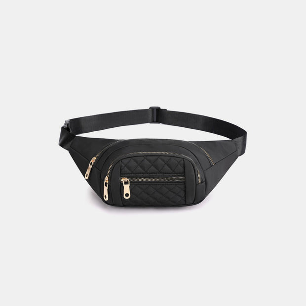 Zenana Quilted Multi Pocket Waist Belt Bag - Fashionmj