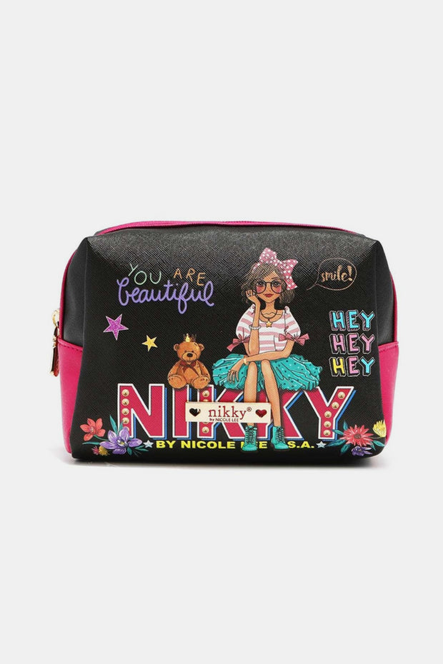 Nicole Lee USA Printed Extra Large Cosmetic Pouch - Fashionmj