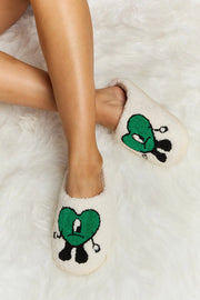 Melody Love Heart Print Plush Slippers - Fashionmj