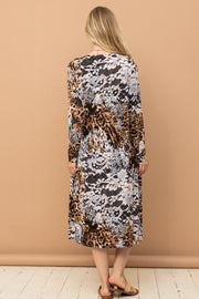 And The Why Leopard Kimono Open Front Longline Cardigan - Fashionmj