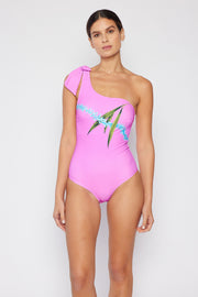 Marina West Swim Vacay Mode One Shoulder Swimsuit in Carnation Pink