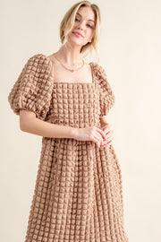 And The Why Full Size Square Neck Puff Sleeve Dress - Fashionmj