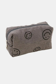 Zenana Smiley Face Corduroy Cosmetic Pouch Trendsi