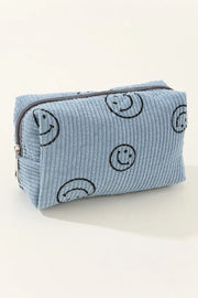 Zenana Smiley Face Corduroy Cosmetic Pouch Trendsi