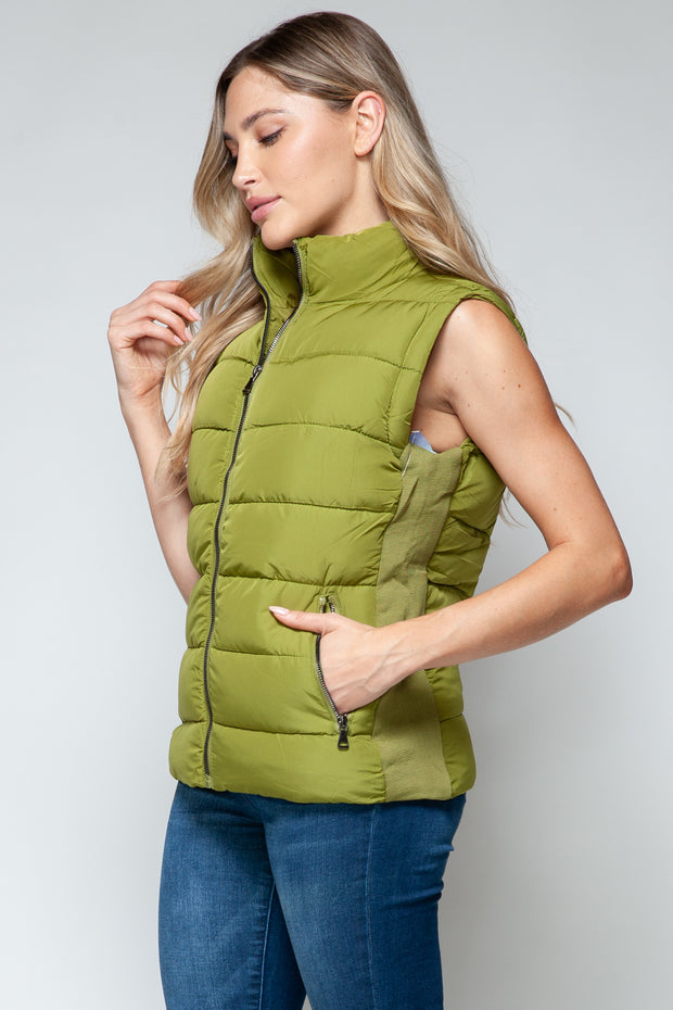 Snobbish Zip Up Turtleneck Vest with Pockets - Fashionmj