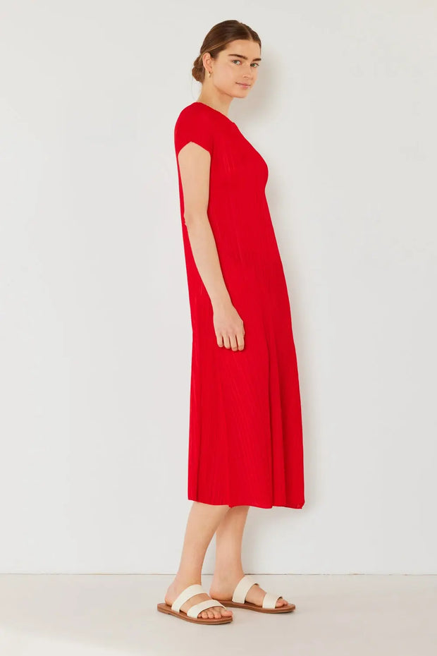 Marina West Swim Pleated Cap Sleeve A-Line Dress Trendsi