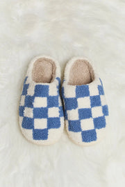 Melody Checkered Print Plush Slide Slippers - Fashionmj