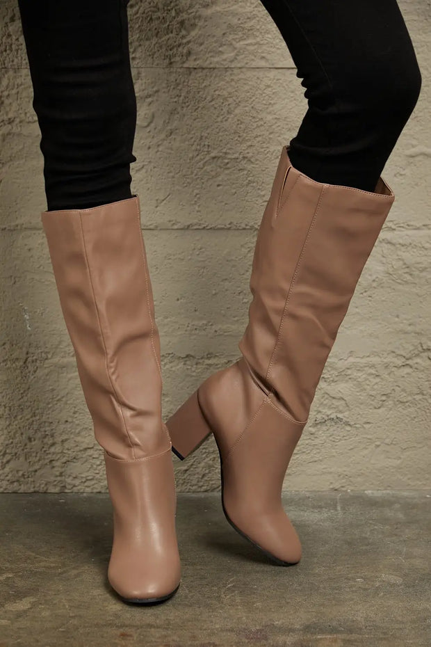 East Lion Corp Block Heel Knee High Boots - Fashionmj