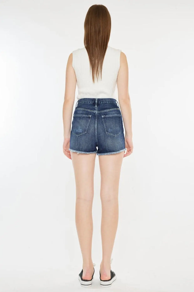 Kancan Raw Hem Button Fly Denim Shorts - Fashionmj