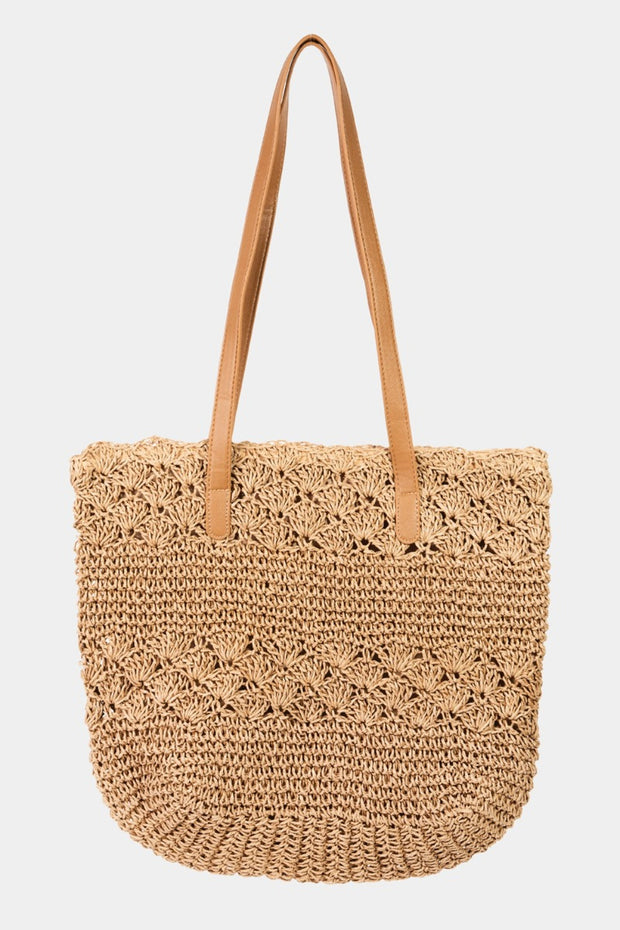 Fame Straw Braided Tote Bag - Fashionmj