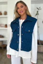 Double Take Full Size Pocketed Texture Snap Down Vest Coat - Fashionmj