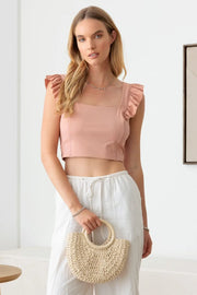 Le Lis Ruffled Cap Sleeve Square Neck Crop Top - Fashionmj