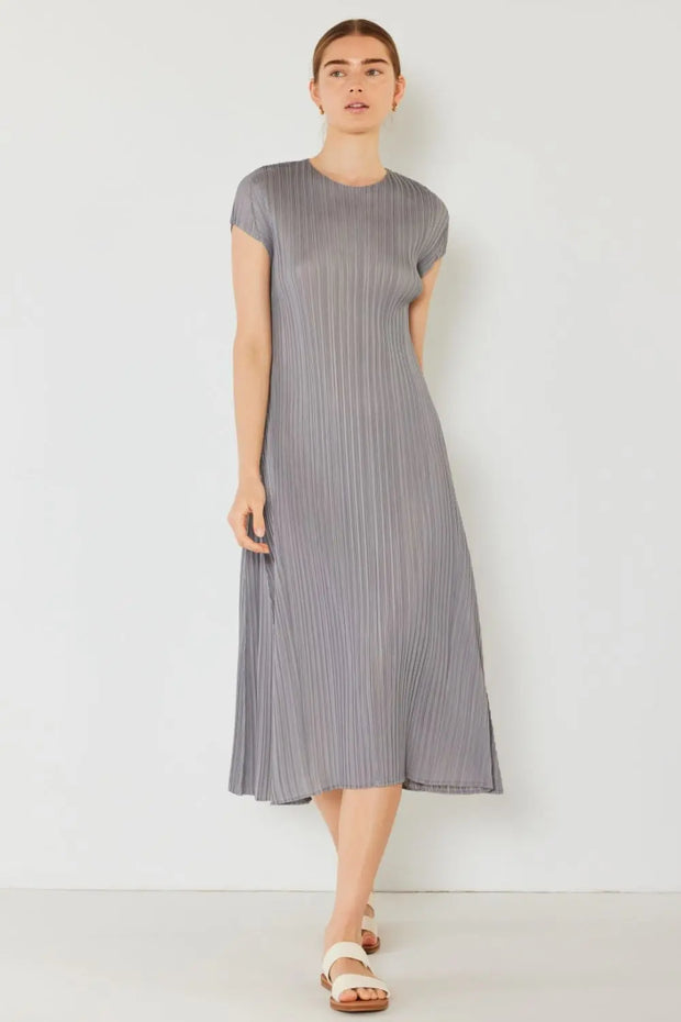 Marina West Swim Pleated Cap Sleeve A-Line Dress Trendsi