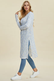 Double Take Full Size Open Front Longline Cardigan - Fashionmj