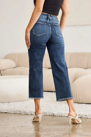 RFM Full Size Tummy Control High Waist Raw Hem Jeans - Fashionmj