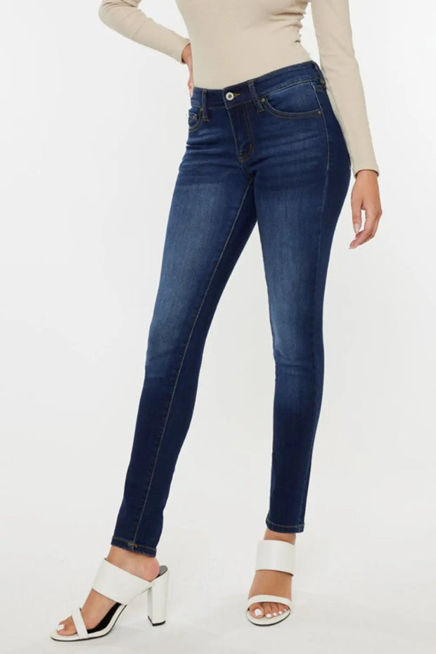 Kancan Mid Rise Gradient Skinny Jeans Trendsi