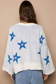 POL Long Sleeve Star Patch Sweater - Fashionmj