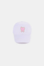 Zenana Ribbon Bow Chenille Patch Baseball Cap - Fashionmj