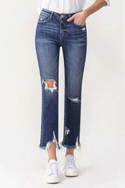 Lovervet Jackie Full Size High Rise Crop Straight Leg Jeans - Fashionmj