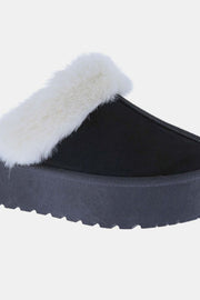 Weeboo Thick Bottom Fur Trim Snow Slippers - Fashionmj