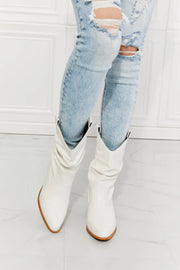 MMShoes Better in Texas Scrunch Cowboy Boots in White - Fashionmj