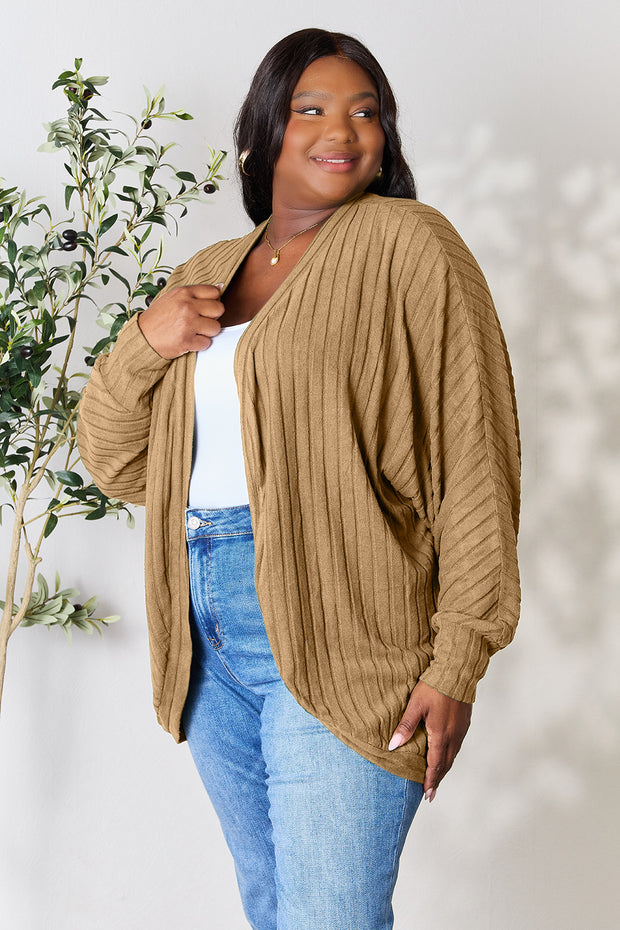 Basic Bae Full Size Ribbed Cocoon Cardigan - Fashionmj