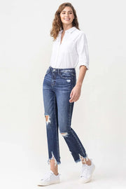 Lovervet Jackie Full Size High Rise Crop Straight Leg Jeans - Fashionmj