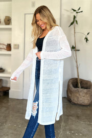 Double Take Full Size Open Front Longline Cardigan - Fashionmj