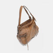 Nicole Lee USA Side Braided Tassel Inlaid Rhinestone Embroidery Hobo Bag - Fashionmj