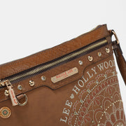 Nicole Lee USA Metallic Stitching Embroidery Inlaid Rhinestone Crossbody Bag - Fashionmj