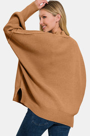 Zenana Side Sit Oversize Sweater - Fashionmj