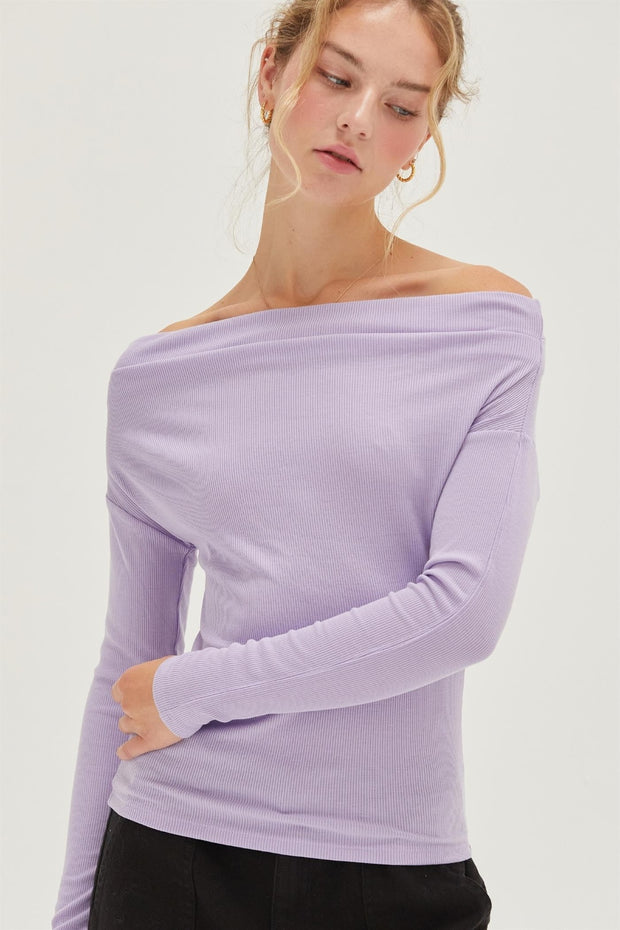 HYFVE Off Shoulder Ribbed Knit Top - Fashionmj