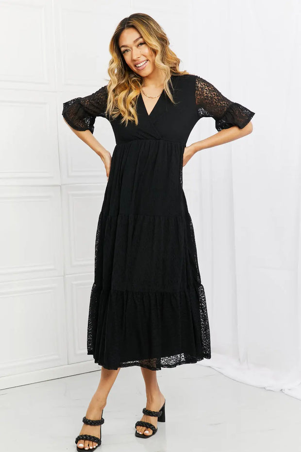 P & Rose Lovely Lace Full Size Tiered Dress - Fashionmj