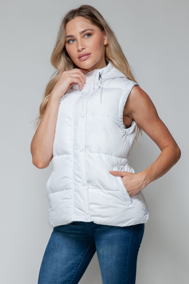 Snobbish Snap and Zip Closure Hooded Vest - Fashionmj