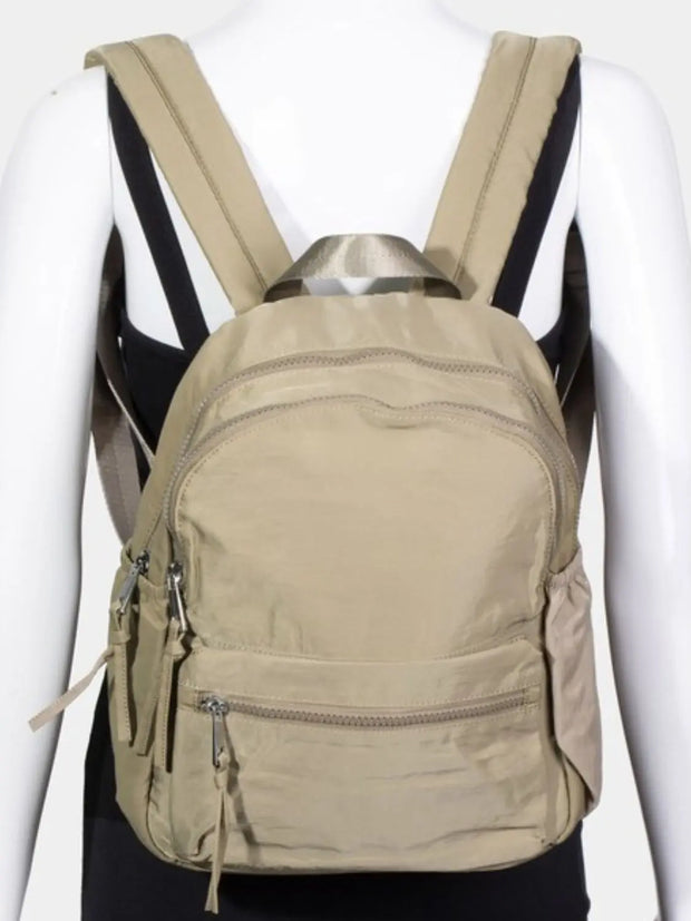 Fame Nylon Multi Pocket Backpack Bag Trendsi