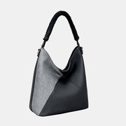 David Jones Woven Handle PU Leather Handbag - Fashionmj