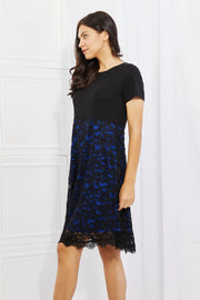 Yelete Full Size Contrasting Lace Midi Dress - Fashionmj