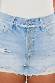 Kancan Distressed Button Fly Denim Shorts - Fashionmj