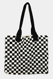 Fame Checkered Pattern Tote Bag Trendsi