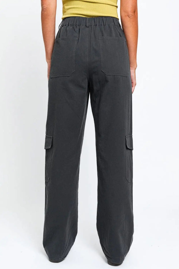 Tasha Apparel High Waisted Wide Leg Cargo Pants with Pockets Trendsi