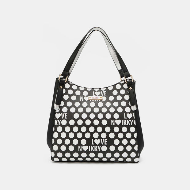 Nicole Lee USA Contrast Polka Dot Handbag - Fashionmj