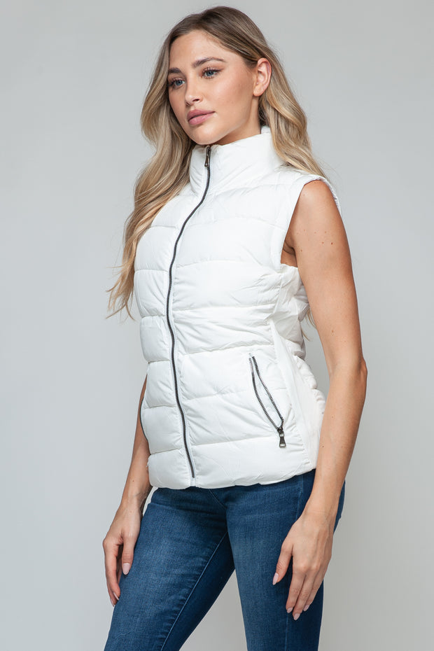 Snobbish Zip Up Turtleneck Vest with Pockets - Fashionmj